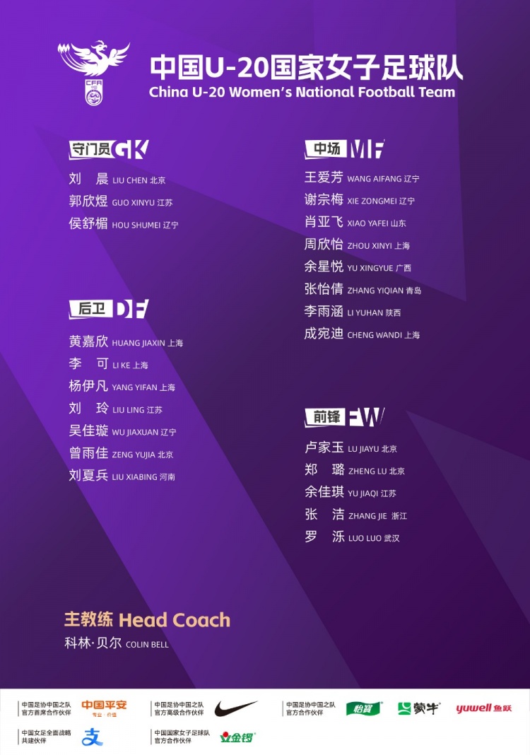 U20女足亚洲杯首战越南 中国队最低目标锁定四强