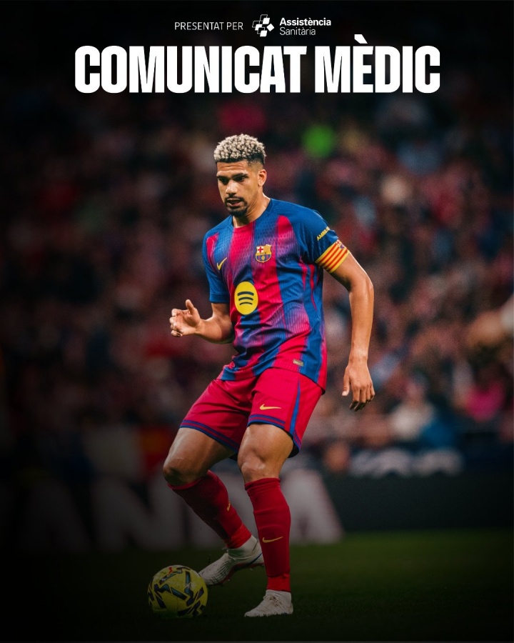 巴萨欧冠前伤情更新 阿劳霍可出战马竞 贝尔纳尔脚踝扭伤